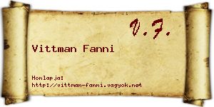 Vittman Fanni névjegykártya